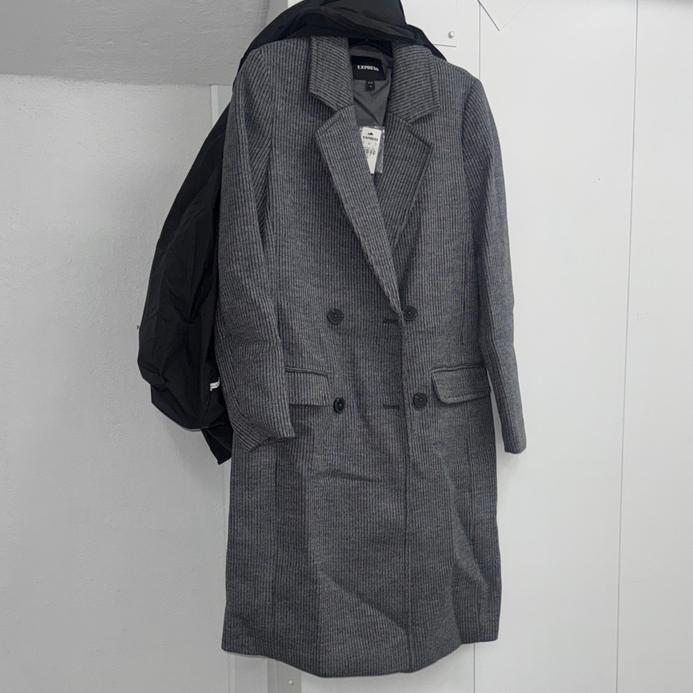 Express Gray Double-Breasted Coat